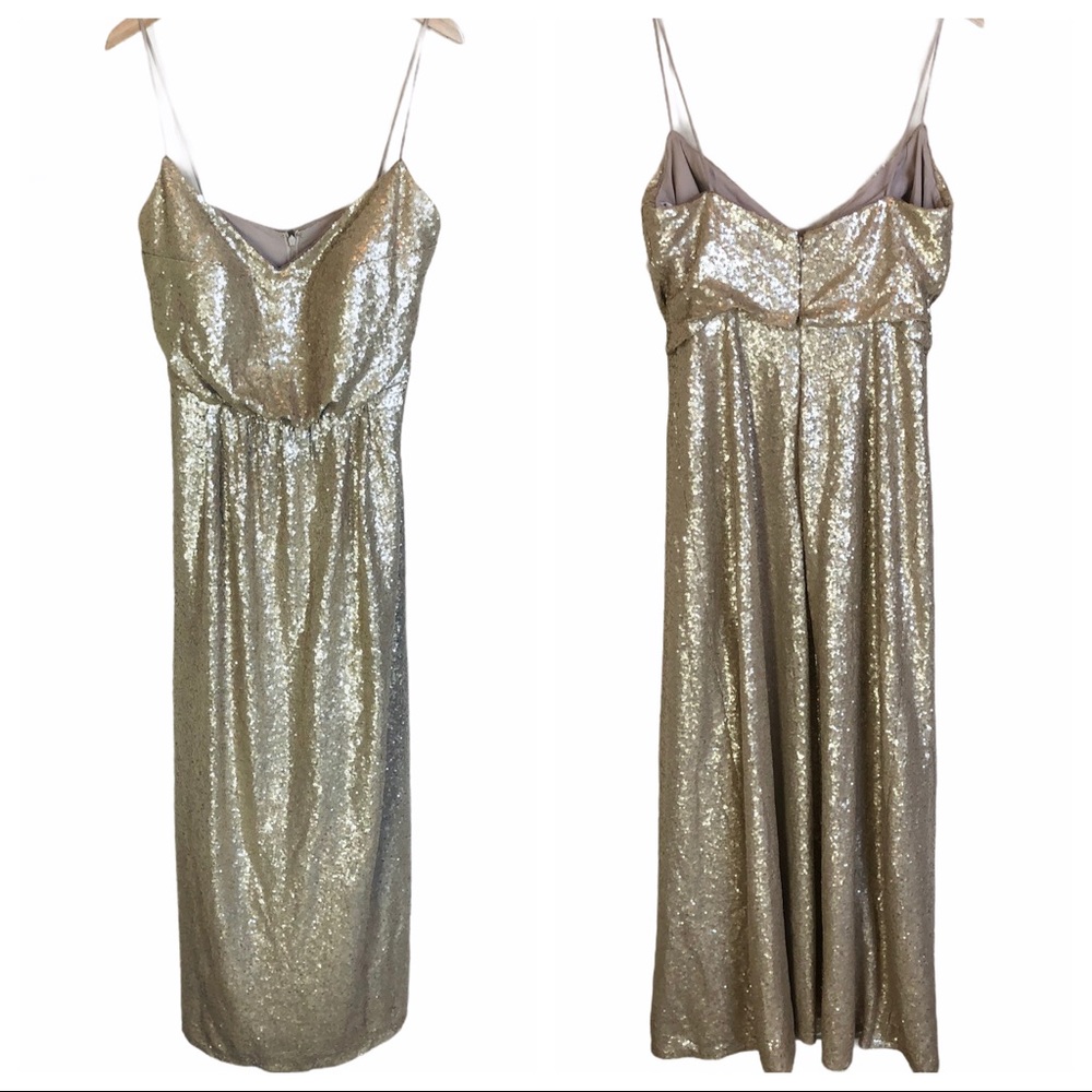 Belsoie Gold Sequin Maxi Dress
